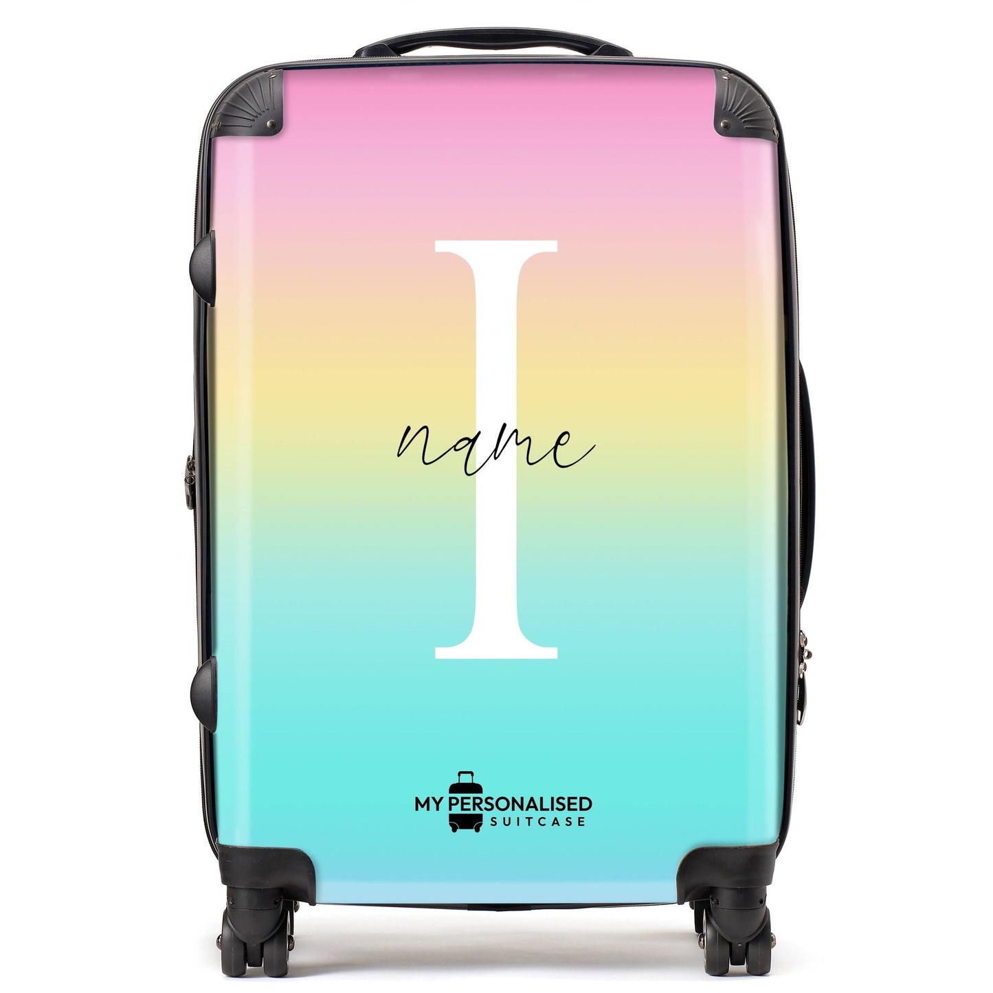 Personalised Pastel Rainbow Ombre Gradient Suitcase