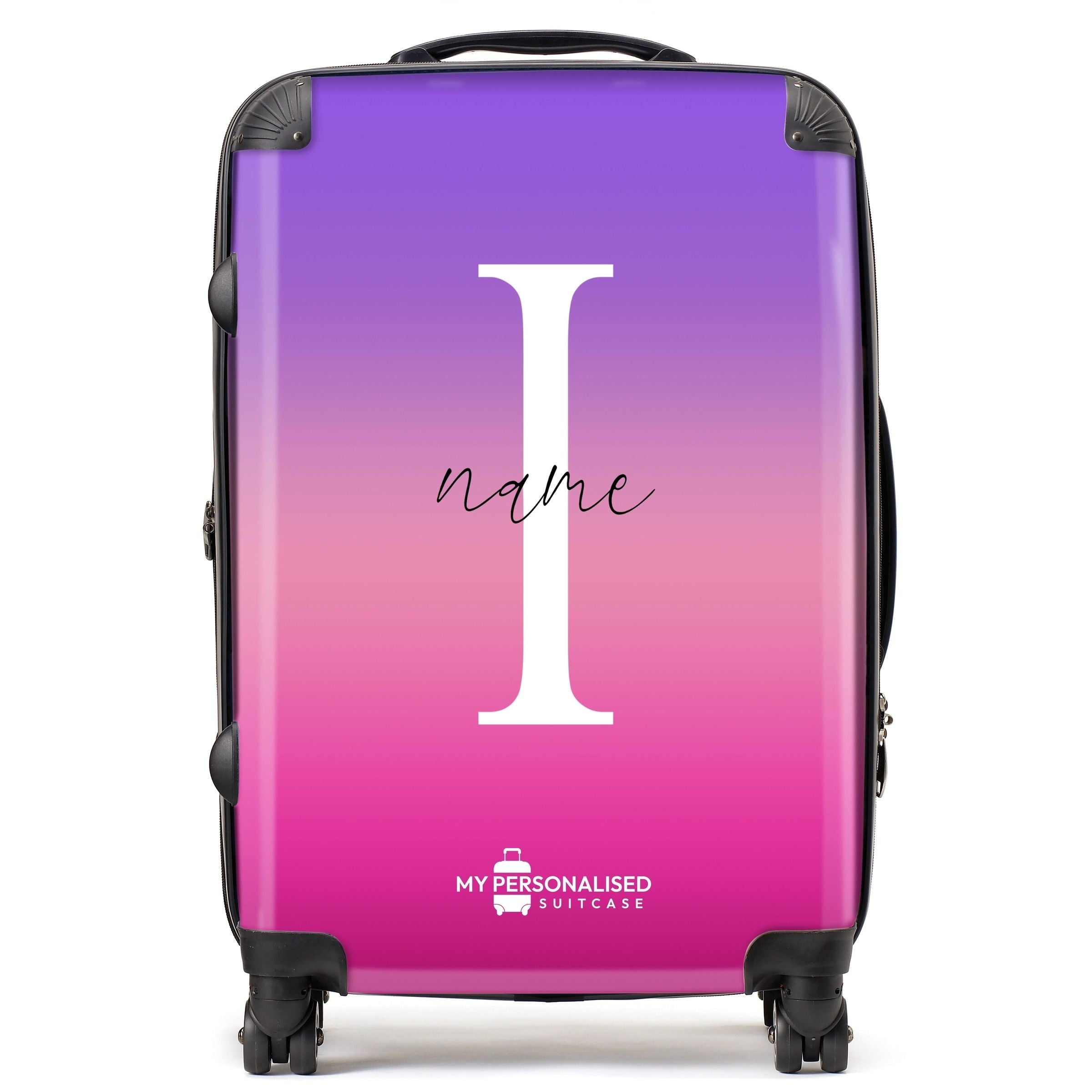 Personalised Pink Peach and Purple Ombre Gradient Suitcase My Personalised Suitcase