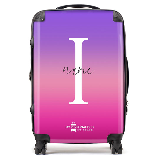 Personalised Pink, Peach and Purple Ombre Gradient Suitcase