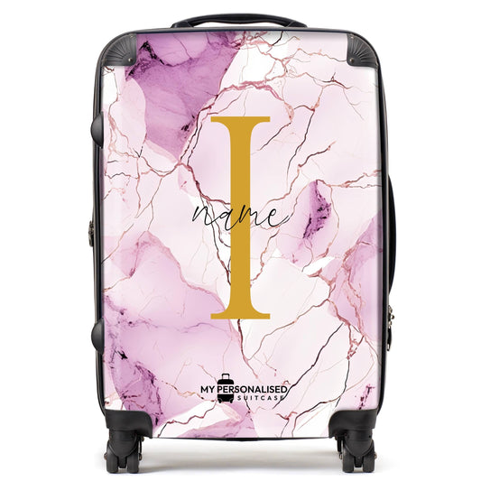 Personalised Pink & Purple Marble Suitcase