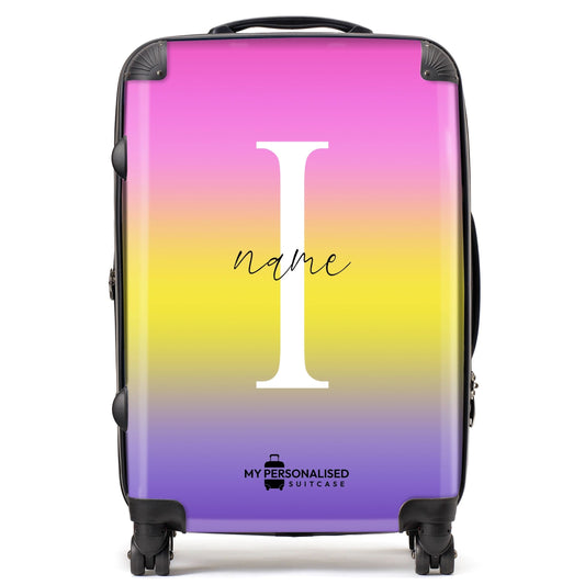 Personalised Purple, Yellow and Pink Ombre Gradient Suitcase