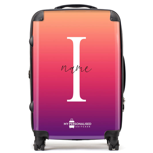 Personalised Purple, Red and Orange Ombre Gradient Suitcase