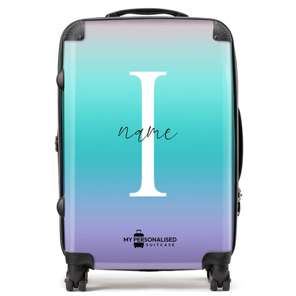 Personalised Purple and Blue Ombre Gradient Suitcase