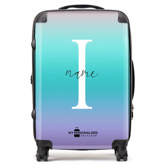 Personalised Purple and Blue Ombre Gradient Suitcase