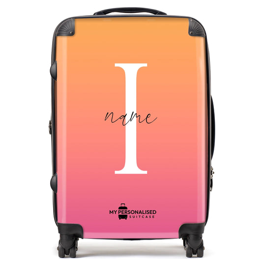 Personalised Red and Orange Ombre Gradient Suitcase