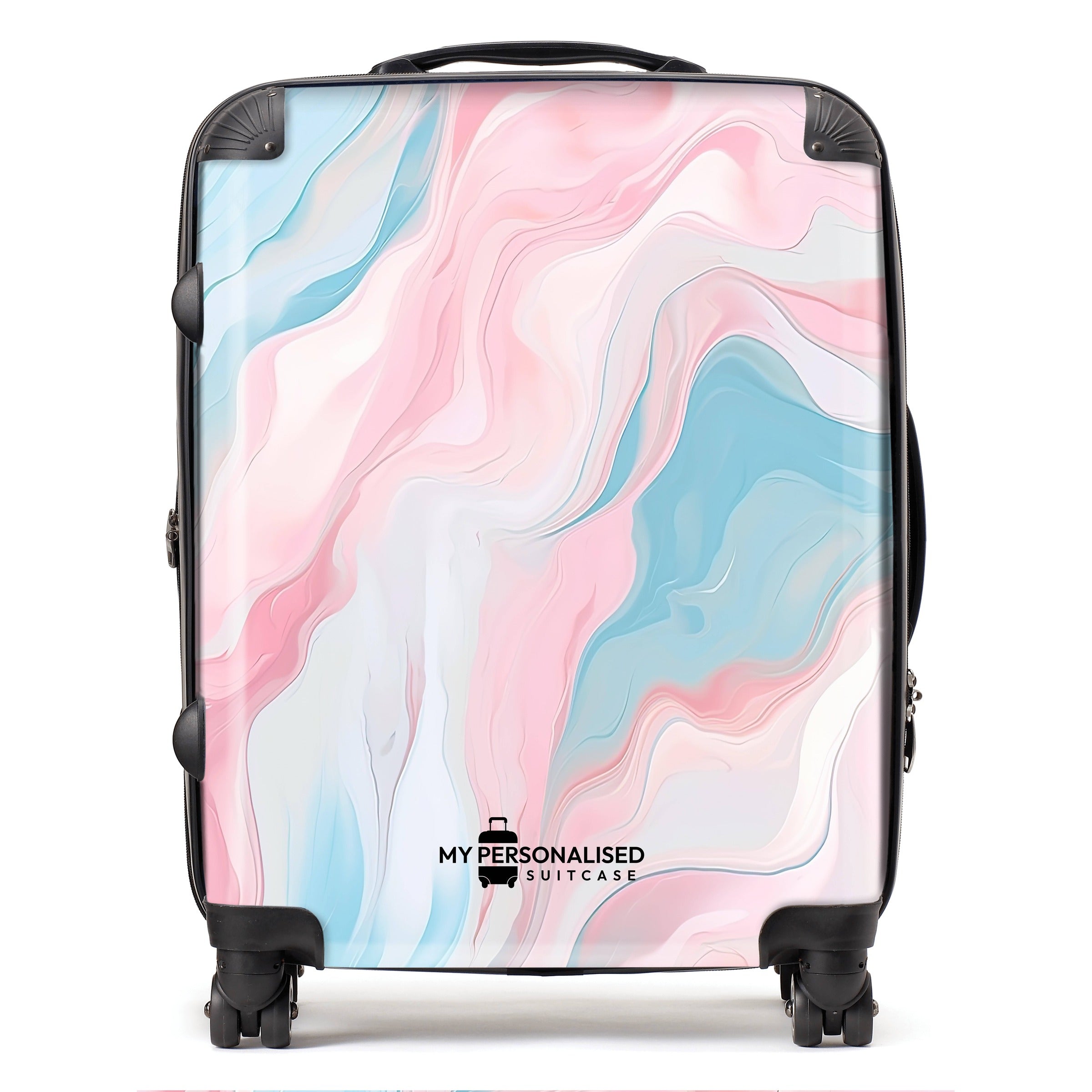 Personalised Pink Blue Marble Suitcase My Personalised Suitcase