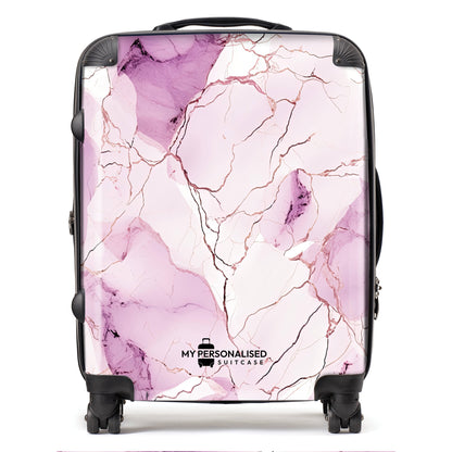 Personalised Pink & Purple Marble Suitcase