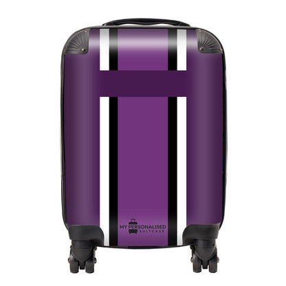 Personalised Purple Striped Suitcase