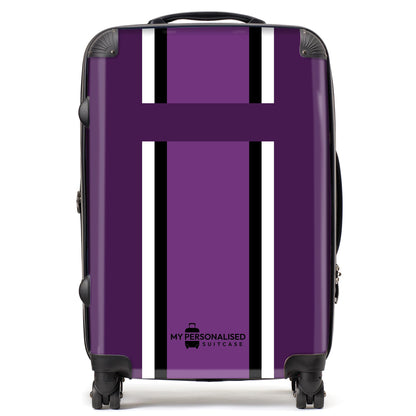 Personalised Purple Striped Suitcase