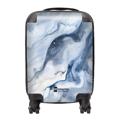 Personalised Sea Blue Marble Suitcase