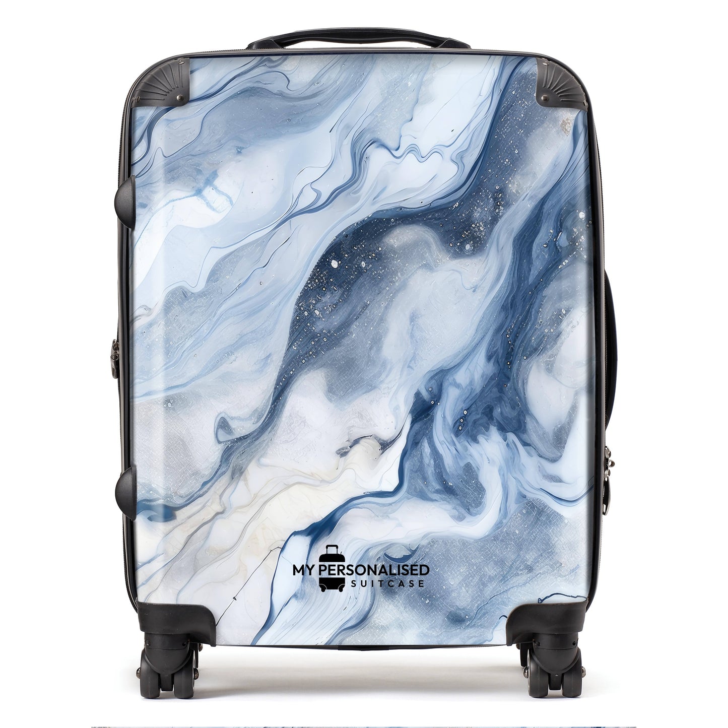 Personalised Sea Blue Marble Suitcase