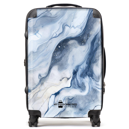 Personalised Sea Blue Marble Suitcase