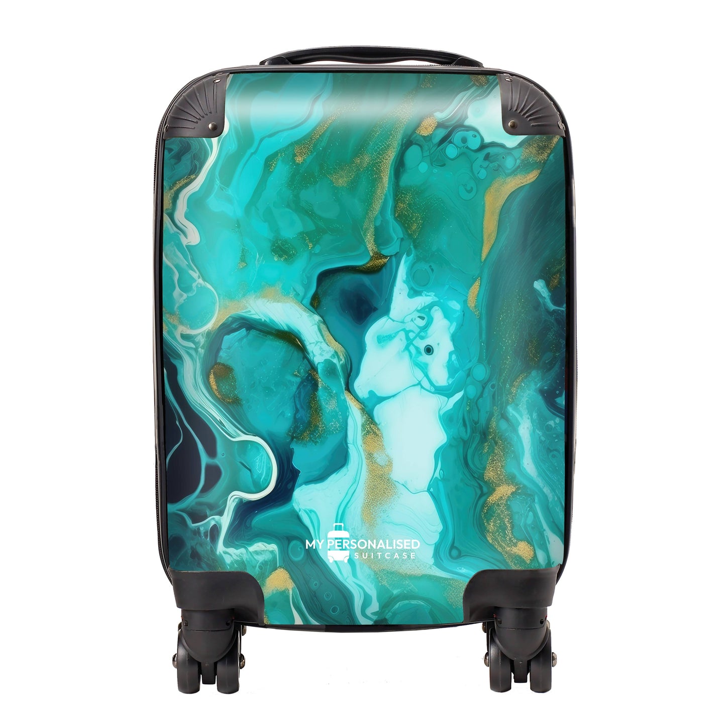 Personalised Sea Green Marble Suitcase