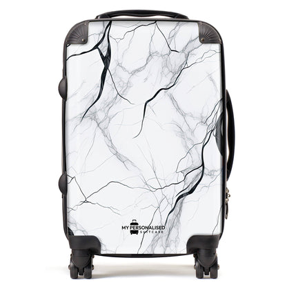 Personalised White and Black Marble Suitcase