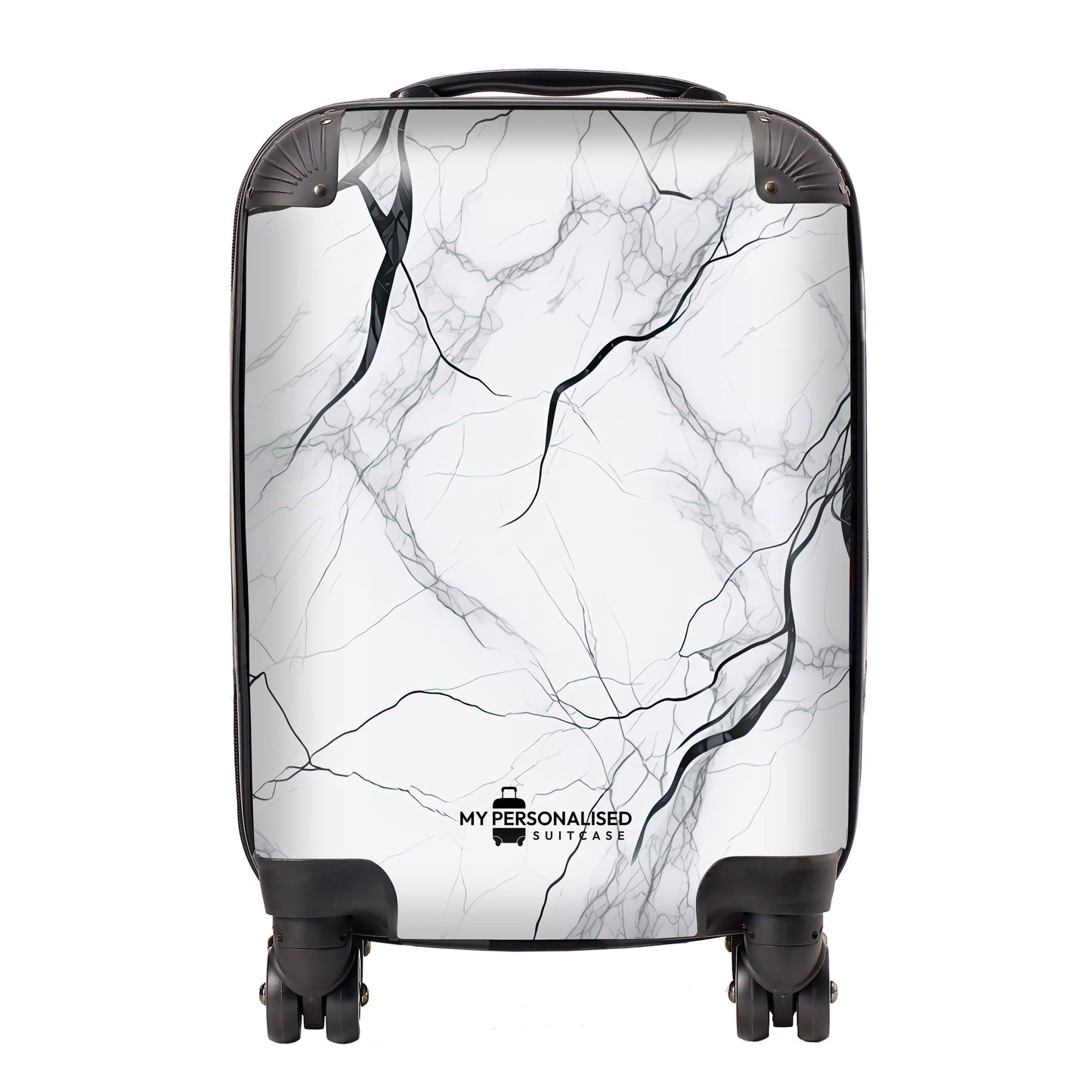 Personalised White and Black Marble Suitcase