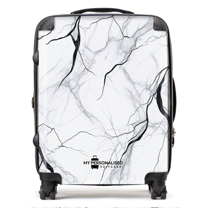 Personalised White and Black Marble Suitcase