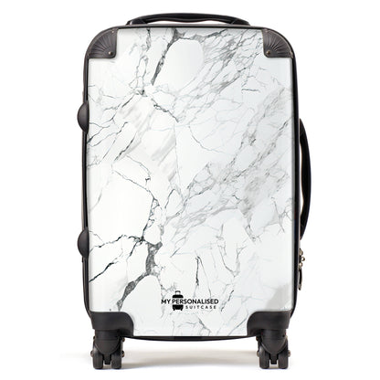 Personalised White & Black/Grey Marble Suitcase