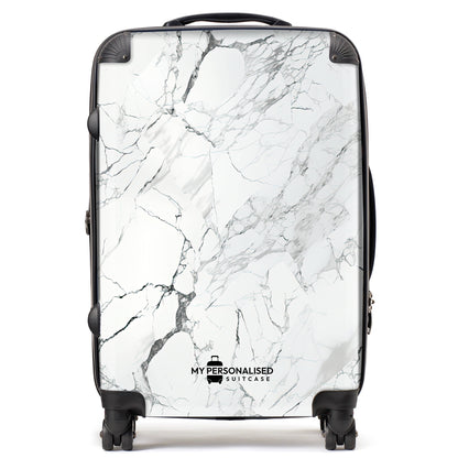 Personalised White & Black/Grey Marble Suitcase