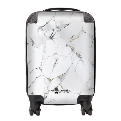 Personalised White & Gold/Grey Marble Suitcase